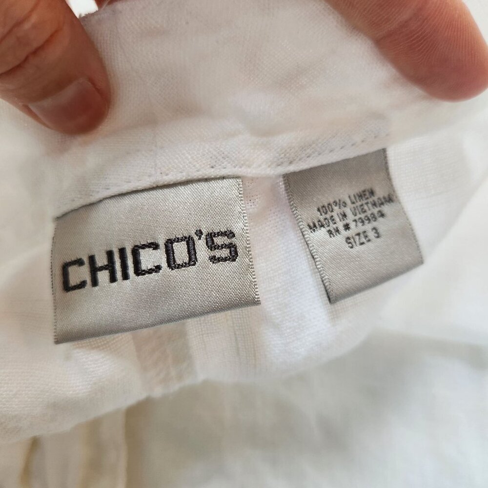 Chico's 100% Linen White Pants Cropped Ankle Beachy Lagenlook Women's 16 - Picture 5 of 6